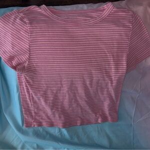 American Eagle Pink Striped Crop Top XL